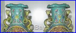 Pair Antique Chinese Asian Qing Dynasty Republic Period Dragon Vase Signed