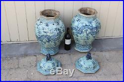 PAIR huge 25.5 old chinese porcelain ceramic Blue white dragon celadon vases