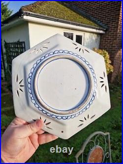 Pair Of Antique Japanese Chinese Reticulated Hexagon Imari Dragon Plates 25cms