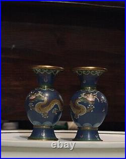 Pair Of Chinese Cloisonne Dragon Vases