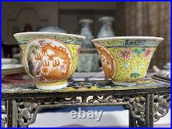 Pair Of Chinese Famille Dragon phoenix Cups