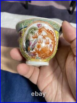 Pair Of Chinese Famille Dragon phoenix Cups