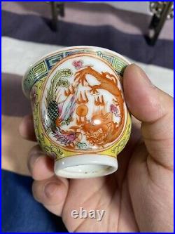 Pair Of Chinese Famille Dragon phoenix Cups