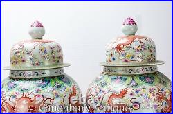 Pair Qianlong Porcelain Vases Chinese Dragon Urns Ginger Jars