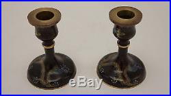 Pair of Antique 19th C Chinese Cloisonne Dragon Candlesticks