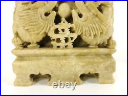 Pair of Fine Chinese Soapstone Deeply Reticulated Carved Bookends with Dragons