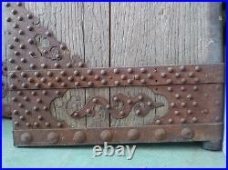 Pair of Old Chinese Iron Doors Compound Gates With Dragon Lock Bar