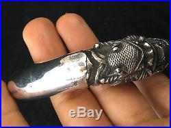Pommeau Canne Dragon Argent Chine Chinese Knob of cane Antique XIX Silver