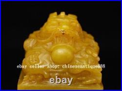 Qianlong Natural Tianhuang Shoushan Stone Carve Dragon Beast Seal Signet Stamp