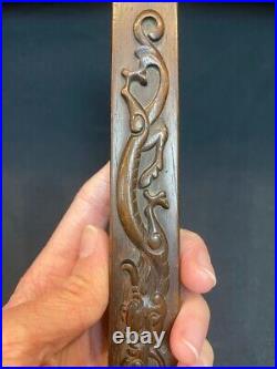 Qing, Antique Chinese fine carved ZITAN dragon pattern wood paperweight