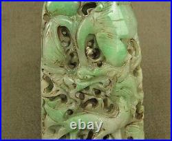 Qing Dy 4.2 Openwork With Carved Chinese Antique Jadeite Jade Dragon Pendant
