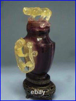 Qing Dynasty Amethyst carved dragon vase