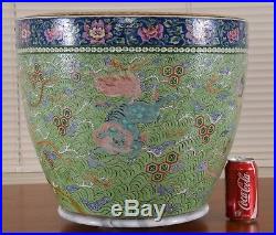 Qing Dynasty Chinese Porcelain Jardiniere Dragon Lion Qilin Phoenix Fish Bowl