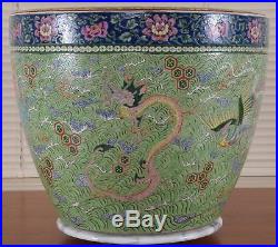Qing Dynasty Chinese Porcelain Jardiniere Dragon Lion Qilin Phoenix Fish Bowl