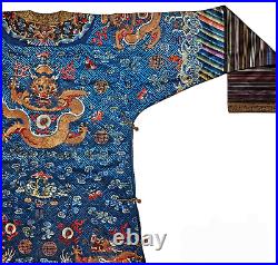 Qing Dynasty Imperial Nine Dragon Silk Embroidered Robe Chinese Antique