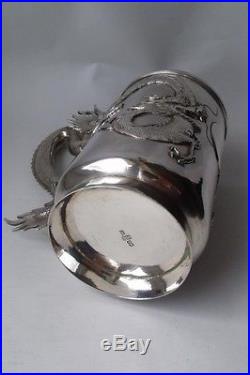 Quality Antique Chinese Solid Silver Mug Dragon Handle 13 cm/ 0.38 ml/ 270 g