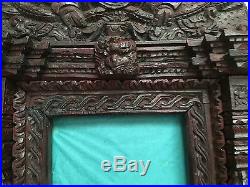 RARE 19th CENTURY CHINESE HAND CARVED DRAGON PHOTO FRAME WITH IMPORT SEAL