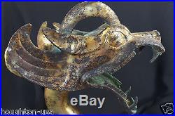 RARE Ancient Chinese Gilt-Bronze Dragon's Head General's War Chariot Scepter