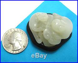 RARE Antique CHINESE Mutton Fat Hetian White JADE Chilong Dragon Carving