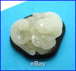 RARE Antique CHINESE Mutton Fat Hetian White JADE Chilong Dragon Carving