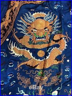 RARE Antique Chinese Asian Silk Embroidered Dragon Jacket Robe Four Claws