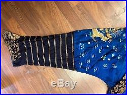 RARE Antique Chinese Asian Silk Embroidered Dragon Jacket Robe Four Claws