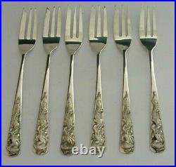 RARE SET OF 6 CHINESE EXPORT SOLID SILVER CAKE FORKS c1900s ANTIQUE DRAGONS 120g