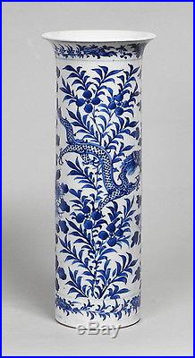 Really Good Large Antique Chinese Porcelain Dragon Sleeve Vase, 31cm