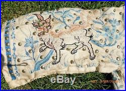 Rare 1800s ANTIQUE Chinese DRAGON DOG EMBROIDERED ROBE Margules TONDELEYO 1923