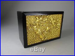 Rare ANTIQUE Chinese FOOCHOW Lacquered wood box WITH DRAGON