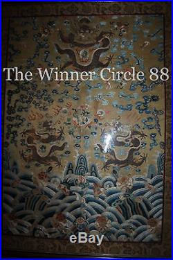 Rare Antique 17th 18th c Original Qing Chinese Emperor Dragon Silk Robe 55