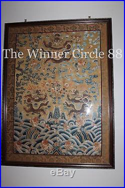 Rare Antique 17th 18th c Original Qing Chinese Emperor Dragon Silk Robe 55