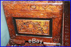 Rare Antique Chinese Camphor Wood Hand Carved Large Dragon Chest