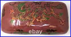 Rare Antique Chinese Dragon Clouds Lacquer Opium Hard Bed Pillow Headrest SD24