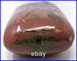 Rare Antique Chinese Dragon Clouds Lacquer Opium Hard Bed Pillow Headrest SD24