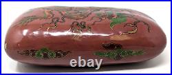 Rare Antique Chinese Dragon Clouds Lacquer Opium Hard Bed Pillow Headrest SD24