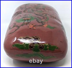 Rare Antique Chinese Dragon Clouds Lacquer Opium Hard Bed Pillow Headrest SD24