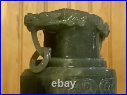 Rare Antique Chinese Nephrite Jade Incense Burner Dragon Hoops 6.5 Estate