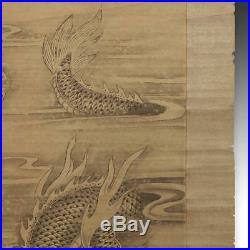 Rare Antique Chinese Scroll Painting Dragon Ink Paper Silk China 19th C