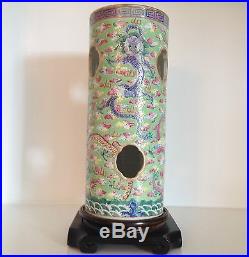 Rare Antique Qing Chinese Porcelain Dragon Vase Hat Stand Marked Antique Stand