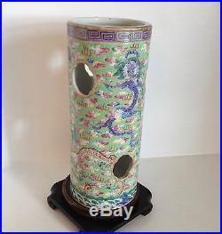 Rare Antique Qing Chinese Porcelain Dragon Vase Hat Stand Marked Antique Stand