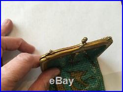 Rare Antique Whiting & Davis Deco Chinese Dragon Design Mesh Purse Jade Clasp