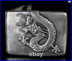 Rare Antique Zee Sung Shanghai Chinese Asian Silver Dragon Cigarette Case