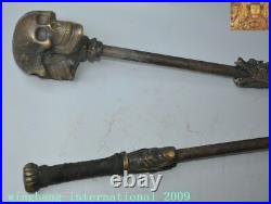 Rare Chinese Ancient Bronze Weaponry Arms weapon Dragon head Skull Meteor hammer