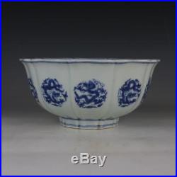 Rare Chinese Antique Blue and White Dragon Porcelain Bowl
