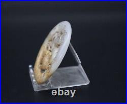 Rare Chinese Antiques Han Dynasty HeTian White Jade Carve Dragon Jade Bi Pendant