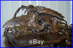 Rare Chinese Export Dragons Phoenix Bird Writing Table Desk And Matching Chair