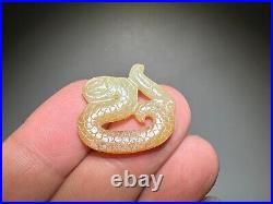 Rare Chinese Han Dy Old Jade Carved 2 Dragon Pei Pendant L 2.3 and 2.5 cm