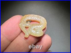 Rare Chinese Han Dy Old Jade Carved 2 Dragon Pei Pendant L 2.3 and 2.5 cm