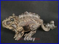 Rare Collection China Antique Copper Carving Dragon Beast Statue Decoration Gift